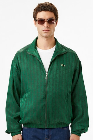 Lacoste Relaxed Fit Monogram Jacket Classic Fit Dik Yaka Logolu Sweatshirt Ceket Yeşil Yeşil
