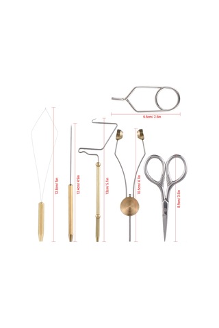Yuntech01 Balıkçılık Uçucu İğne Bağlama Seti 6 Parça - Whip Finisher, İplik Takıcı, Bobbin, Bodkin, Makas Ve Hackle Plier