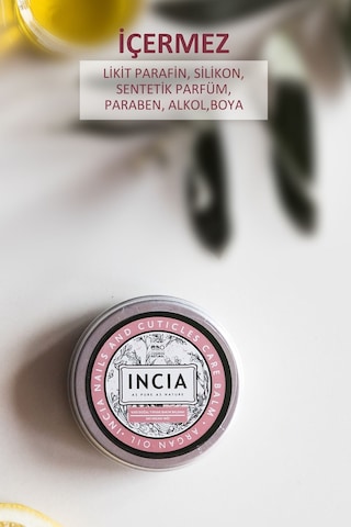 INCIA %100 Doğal Tırnak Bakım Balmı Yoğun Nemlendirici Kremi Argan Yağlı Organik Vegan 15 ML