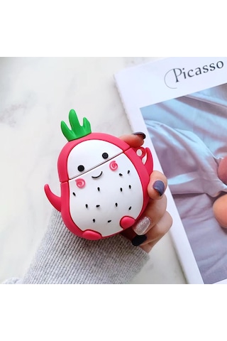 E2M Airpods 1-2 Uyumlu Kılıf Ejder Meyvesi Kırmızı