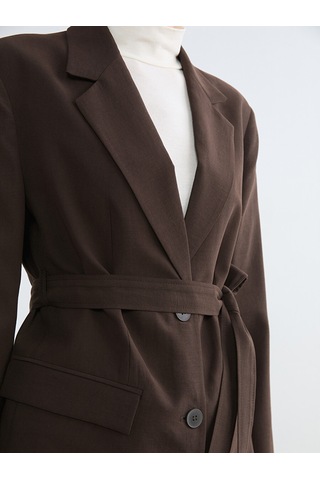 Lcw Modest Kahverengi Beli Kuşaklı Kadın Blazer Ceket