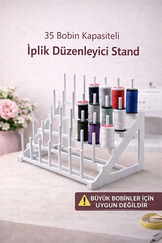 35 Bobin Kapasiteli İplik Tutma Standı Dayanıklı Plastik, Demonte & Çevre Dostu