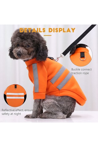 Geeksen Köpek İçin Traktörlü Reflektörlü Sweatshirt Turuncu - S