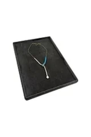 Süet Kumaş Füme Renk 34/24 Cm Takı Servis Sunum Tablası Çok Renkli