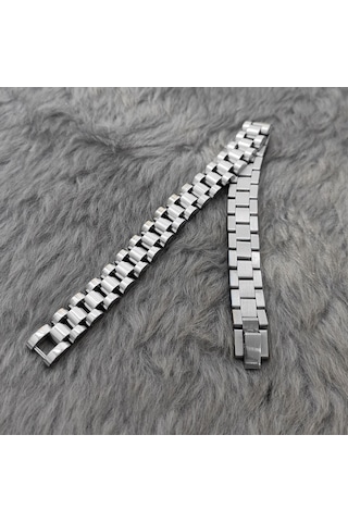Ehediye Chavin Gri 316 L Çelik Parlak Ve Mat Erkek Bileklik Ed02