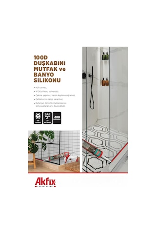 Lexroo 100d Duşkabini, Mutfak Ve Banyo Silikonu, Şeffaf,%100 Silikon, Hızlı Kuruyan, Küf Tutmaz