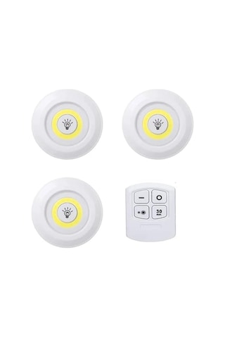 Led Işık Kablosuz Uzaktan Kumandalı Dolap Içi Led Ampul Seti 3lü Set Gece Lambası Spot Lamba Genel