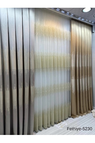 Nivemeshome Fethiye 614178 Taş V-5230 1/3 Sık Pileli Fon Perde Apm Taş