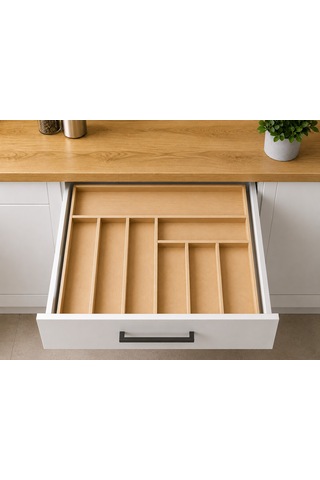 Ayfiwood 47x35 Cm Kaşıklık Çekmece İçi Düzenleyici Doğal Ahşap Mutfak Organizer Çatal Bıçak Ve Servis Gereçleri