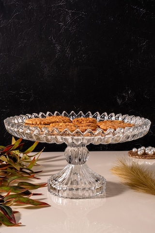 Mest Ayaklı Cam Çerezlik Ve Meyvelik - Şık Ve Çok Amaçlı Tasarım Şeffaf