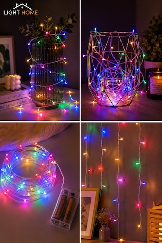 Kablolu Led Işık Zinciri Renkli Rgb Dekoratif Led Aydınlatma Oda Duvar Yatak Odası Parti Yılbaşı Süsü 3 Metre 20 Led Çok Renkli