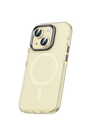 Kilifone - İphone 15 Uyumlu Kılıf Magsafe Özellikli Lens Koruyuculu Klaptika Kapak - Sarı - T29150