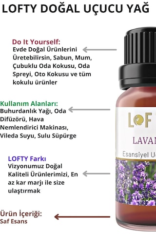 Lofty Lavanta Uçucu Yağ Buhurdanlık Esansı Oda Kokusu 10 ML