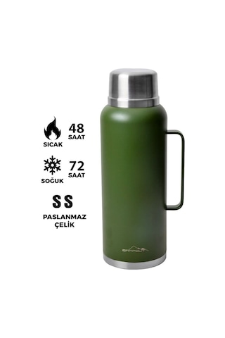 Nurgaz Ng 166Y Yeşil Campout Çift Katmanlı Termos 2600 Ml Yeşil