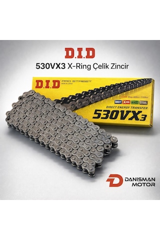Dıd 530vx3 X-ring Çelik Motosiklet Zinciri 530 Vx3 128 Bakla Çelik