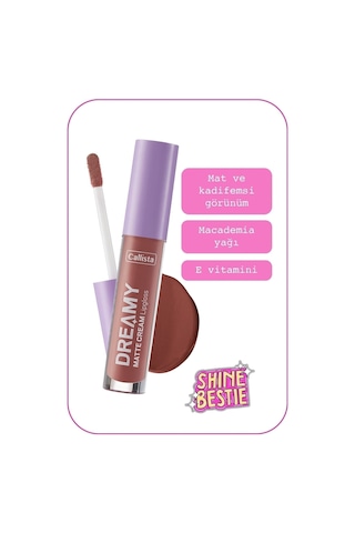 Callista Dreamy Matte Cream Lipgloss Mat Görünümlü Dudak Parlatıcısı - 208 Front Row - Kahverengi