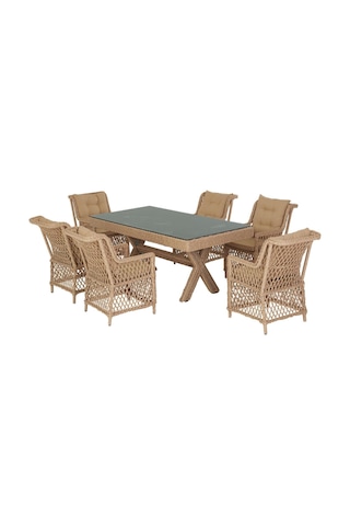 Flexy Roza Rio 100x200 Masalı Bahçe Mobilya Takımı 147 Rehome Krem
