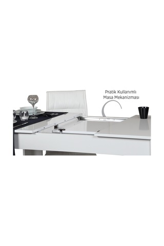 Pasifichome Oblo Beyaz Açılır Mutfak Masası / Açılır Kapanır Yemek Masası