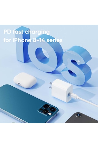 T18 20w Pd Lightning Kablo Seyahat Şarj Seti Beyaz