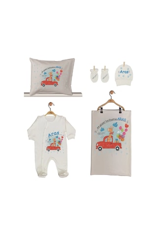 Pia Baby Gl 1902-02 İsme Özel Beşli Tulum Set Krem