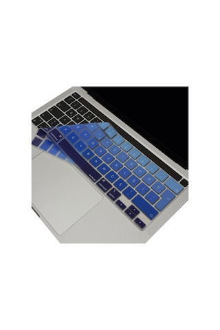 Apple Uyumlu MacBook Pro 13inç M1-m2 Klavye Koruyucu Ombre Türkçe Q Touchbarlı A2338 A2289 A2251 A2141 İle Lacivert Mavi