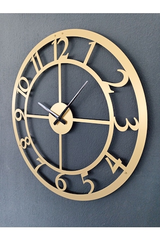 Rakamlı Metal Gold - Altın Duvar Saati 1,5 Mm Kalınlık 50x50 Cm Altın