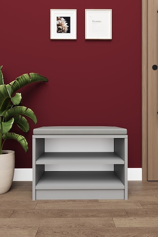 Lüks Puflu Ayakkabılık ve Askılık %100 MDF 2 Raflı Portmanto Seti PUF02