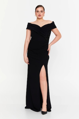 Doridorca Kadın Derin Yırtmaçlı Uzun Abiye Elbise 5927010 Siyah Siyah