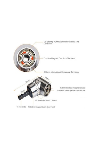 Geeroyoo 105 Derece Açılı Manyetik Tornavida Uç Seti - 7 Parça Profesyonel Elektrikli Matkap Aksesuarları
