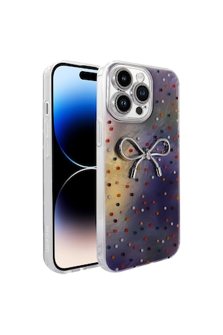 Apple Uyumlu iPhone 14 Pro Max Kılıf Kamera Korumalı Figürlü Zore Ponti Silikon Kapak - Lila Lila