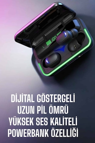 Powerbank Özellikli Kablosuz Bluetooth Kulaklık Rgb Işıklı Diğer