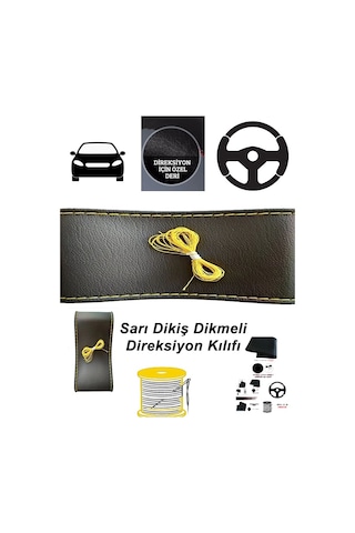 Opel Zafira C 2012 Ve Sonrası Deri Direksiyon Kılıfı Dikmeli Sarı Dikiş