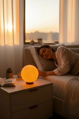 Ay Küre Masa Lambası 17.4 Cm Dekoratif Gece Lambası Gün Işığı Led Ampul Dahil