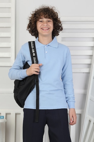 Crassi Erkek Çocuk Okul Sweatshirt Manşetli Gök Mavi