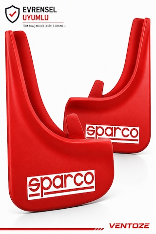 Sparco Universal Esnek Arka Paçalık Seti 2li Çamurluk Tozluğu Kırmızı Beyaz & Kırmızı