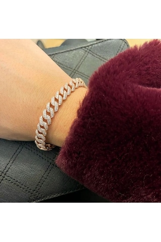 Oriental Kuyumculuk Jewellery Rose Gümüş Taşlı Gurmet Zincir Su Yolu Bileklik Rose