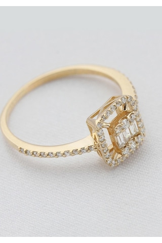 Rose Gold Pırlanta Baget Yüzük Rose Gold