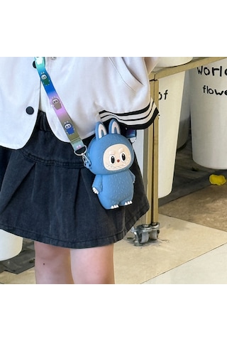 Snapbuy Silikon Bozuk Para Çantası, Labubu Şekilli Çocuk Cüzdanı Mavi