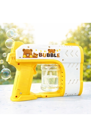 Bubble Blaster Işıklı Ve Müzikli Çift Başlıklı Köpük Tabancası Double Head Bubble Gun - Sarı