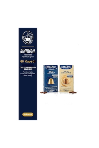 Caffe Borbone Arabica Ve Superiore 60'lı Kapsül Kahve - Nespresso Uyumlu, İkili Avantaj Paketi
