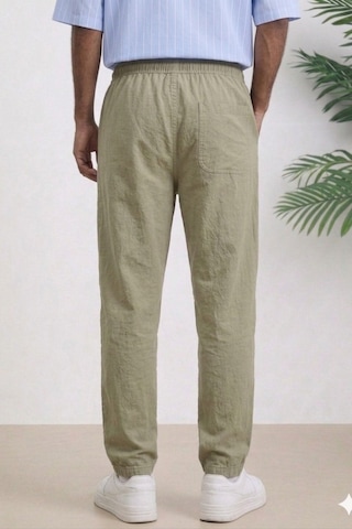Tarz Cool Erkek Yazlık Keten Karışımı Relaxed Pantolon Vizon