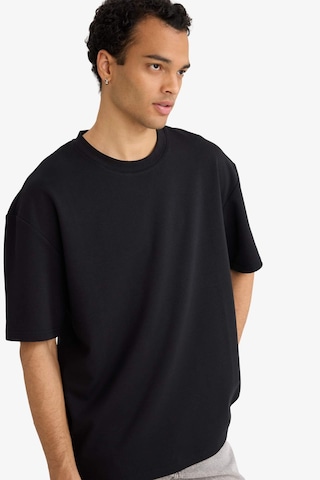 Defacto Oversize Geniş Kalıp Bisiklet Yaka Kısa Kollu Basic Düz Ağır Kumaş Tişört X3926az26spbk81 Siyah-bk81