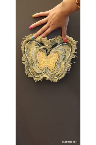 Denim Nakış İşleme Kot Kelebek Arma Dikiş Aplike 24x20 Cm