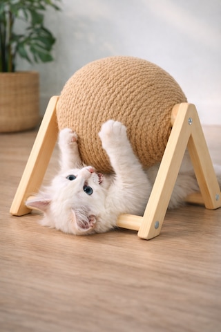 Kedi Tırmalama Topu Ahşap Ayaklı, Dayanıklı Kedi Oyuncağı