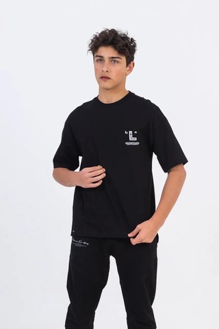 Zekids Erkek Çocuk Pamuklu Oversize Tshirt-11793-siyah Siyah