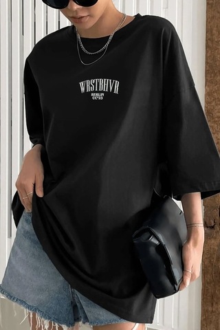 Unisex Dont Baskılı T-shirt Siyah