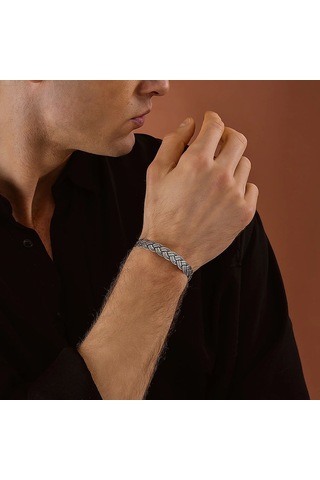 925 Ayar Gümüş Modern Unısex Kelepçe Bileklik Gümüş