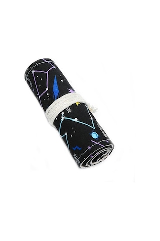 Agoodshop 2 Adet 72 Delikli Gökyüzü Desenli Rulo Kalem Kutusu - Siyah 3bp-yeşil