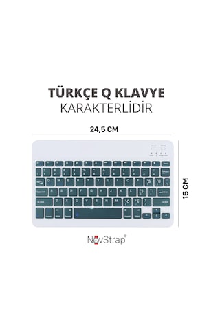 Novstrap Apple Uyumlu iPad Mini 2 3 4 5 6 7 İle Üretilmiş Bluetooth Klavye Mouse Seti Yeşil Koyu Optik