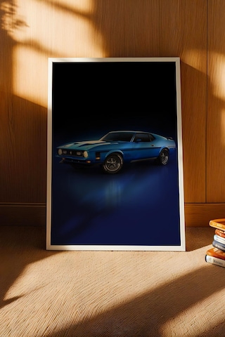 1971 Ford Mustang Mach 1 Çerçeveli Tablo Erkek Odası İçin Modern Araba Duvar Dekoru Classic Car Collection